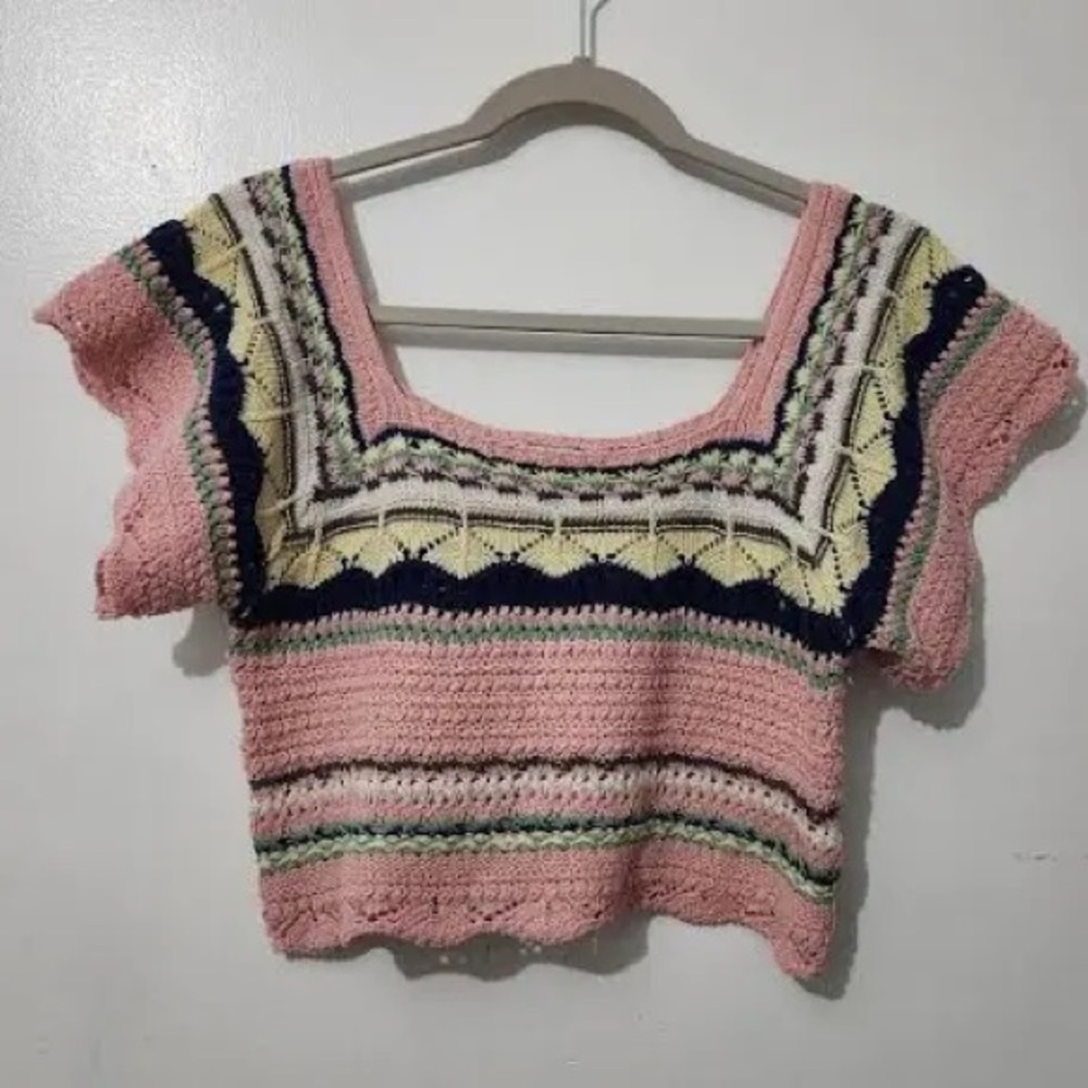 POL Multicolor Knit Crop Top Large
